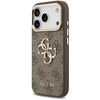 Guess PU Leather 4G Metal Logo Gold Frame dėklas skirtas Apple iPhone 17 Pro rudos spalvos