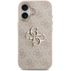 Guess PU Leather 4G Metal Logo Gold Frame dėklas skirtas Apple iPhone 17 rožinės spalvos