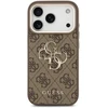 Guess PU Leather 4G Metal Logo Gold Frame dėklas skirtas Apple iPhone 17 Pro rudos spalvos