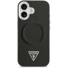 Guess PU Leather Triangle Logo MagSafe dėklas skirtas Apple iPhone 17 juodos spalvos