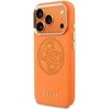 Guess PU Perforated 4G Logo MagSafe dėklas skirtas iPhone 17 Pro Max oranžinės spalvos