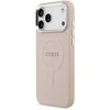 Guess PU Saffiano MagSafe dėklas skirtas Apple iPhone 17 Pro rožinės spalvos