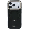Guess Ring Stand 360 Grained Classic Logo MagSafe dėklas, skirtas iPhone 18 Pro / 17 Pro, juodas
