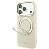 Guess Ring Stand 360 Grained Classic Logo MagSafe dėklas, skirtas iPhone 18 Pro Max / 17 Pro Max, smėlio spalvos