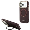 Guess Ring Stand 360 Grained Classic Logo MagSafe dėklas, skirtas iPhone 18 Pro / 17 Pro, bordo spalvos