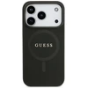 Guess Saffiano Classic Logo MagSafe dėklas Apple iPhone 17 Pro juodos spalvos