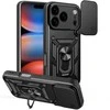 Hurtel Dėklas Hybrid Armor Camshield skirtas Apple iPhone 17 Pro Max šarvuotas su stoveliu ir kameros apsauga – juodos spalvos