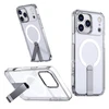 Hurtel Dėklas Hybrid Armor X skirtas Samsung Galaxy S25 FE su stoveliu suderinama su MagSafe – skaidrus
