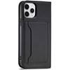 Hurtel Magnet Card dėklas telefonui Apple iPhone 12 Pro Pouch Card Wallet Card Holder juodos spalvos