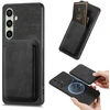 Hurtel Samsung Galaxy A56 5G Faux Odinis dėklas with Detachable Card Holder, MagSafe Compatible – juodos spalvos