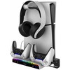 iPega P5S011 sieninis tvirtinimo stovas, skirtas PS5/PS5 Slim su dvigubu įkroviklio doku PS5 valdikliui