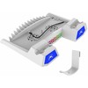 iPega P5S023 daugiafunkcis įkrovimo RGB stovas su aušinimu, skirtas PS5/PS5 plonas baltas