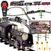 Jokomisiada Large Retro Train Locomotive Remote Control Train Light Steam Sound RC0700