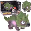 Jokomisiada Interactive Rubber Triceratops Dinosaur Figurine with Roaring Sound ZA5726