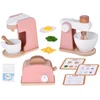 Jokomisiada Wooden Set Toaster Coffee Machine Mixer + Accessories – Small Pretend Play Appliances ZA5929