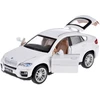 Jokomisiada Metalinis automobilis BMW x6 modelio skalė 1:32 Baltas visureigio šviesos garsas ZA4606