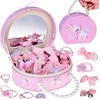 Jokomisiada Charming jewelry box made of eco-leather with a mirror and hair accessories ZA5737