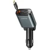 Joyroom JR-CCL07 3-in-1 Car Charger su Built-in Retractable kabelis – pilkos spalvos