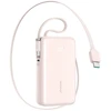 Joyroom JR-PR2L 10000mAh 35W išorinė baterija su integruotu ištraukiamu USB-C laidu ir USB-C virvele - Rožinė