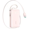 Joyroom Power Bank with Digital Ekranas, C+U+U, PD 35W, 10000 mAh with Built-in Retractable Type-C and Lightning Lanyard cable (0.7m), Rožinė (JR-PR2L)