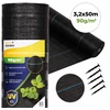Juoda UV spinduliams atspari agrodanga 90 g/m², piktžolių kontrolės audinys 3,2×50 m, smeigtukai, MultiGarden