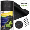 Juodas UV spinduliams atsparus geotekstilės audinys nuo piktžolių 90 g/m², 1,1 × 50 m, su smeigėmis, MultiGarden
