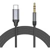 Kabelis 1m USB-C – AUX mini jack 3,5mm Tech-Protect Ultraboost juodos spalvos