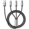 Kabelis 3in1 3.5A 1m USB – USB-C + Lightning + Micro USB Tech-Protect UltraBoost pilkos spalvos