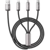 Kabelis 3in1 3.5A 1m USB – USB-C + Lightning + Micro USB Tech-Protect UltraBoost pilkos spalvos