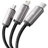 Kabelis 3in1 3.5A 1m USB – USB-C + Lightning + Micro USB Tech-Protect UltraBoost pilkos spalvos