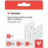 Kabelis Verbatim Sync & Charge SoftTouch USB-C į USB-C 60W PD3.0 120cm baltos spalvos 30274