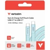 Kabelis Verbatim Sync & Charge SoftTouch USB-C į USB-C 100W PD3.0 120cm žydros spalvos 30276