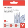 Kabelis Verbatim Sync & Charge SoftTouch USB-C į USB-C 100W PD3.0 120cm violetinės spalvos 30278