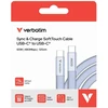 Kabelis Verbatim Sync & Charge SoftTouch USB-C į USB-C 60W PD3.0 120cm violetinės spalvos 30275