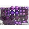 Kalėdinių žaisliukų rinkinys, 111vnt., violetinis, polistirenas