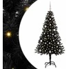 Kalėdų eglutė su 150 LED s stovu Juoda 150 cm PVC