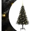 Kalėdų eglutė su 150 LED s stovu Juoda 150 cm PVC