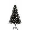 Kalėdų eglutė su 150 LED s stovu Juoda 150 cm PVC