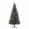 Kalėdų eglutė su 300 LED s stovu Juoda 180 cm PVC