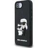 Karl Lagerfeld 3D Rubber Karl and Choupette dėklas skirtas Apple iPhone 16e juodos spalvos