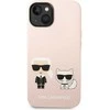 Karl Lagerfeld ir Choupette skystas silikoninis dėklas, skirtas iPhone 14 Plus Rožinė