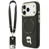 Karl Lagerfeld Big Strap Karl Metal Logo MagSafe dėklas skirtas iPhone 17 Pro juodos spalvos