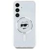 Dėklas Karl Lagerfeld Karlo Lagerfeldo mygtuko Choupette galvutės spausdintas logotipas MagSafe Samsung Galaxy S25 Plus baltas