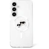 Karl Lagerfeld Button Karl & Choupette Heads Printed Logo MagSafe Samsung Galaxy S25 dėklas telefonui baltos spalvos