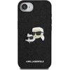 Karl Lagerfeld iPhone 16e dėklas su fiksuotais blizgučiais ir metaliniais smeigtukais – Juodas