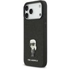 Karl Lagerfeld Fixed Glitter Metal Ikonik dėklas skirtas Apple iPhone 17 Pro Max juodos spalvos
