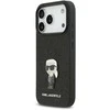 Karl Lagerfeld Fixed Glitter Metal Ikonik dėklas skirtas Apple iPhone 17 Pro juodos spalvos