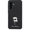 Karl Lagerfeld Fixed Glitter Metal Ikonik dėklas skirtas Samsung Galaxy A37 juodos spalvos