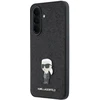 Karl Lagerfeld Fixed Glitter Metal Ikonik dėklas skirtas Samsung Galaxy A37 juodos spalvos