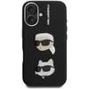 Karl Lagerfeld Grained PU K&CH Heads dėklas skirtas Apple iPhone 16 juodos spalvos